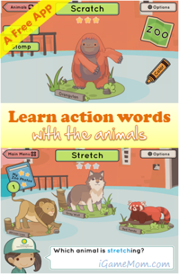 Free App - Learn Action Words with Animals