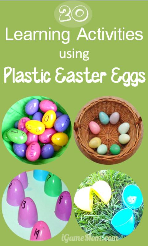 20+ kids learning activities using plastic Easter eggs - color match, alphabet, number, count, sensory, ... tons of fun ideas for kids.