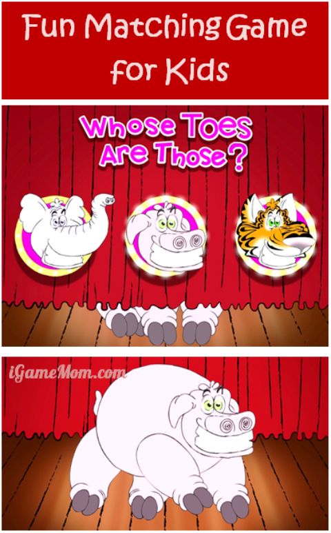 fun matching game app for kids - whose toes are those