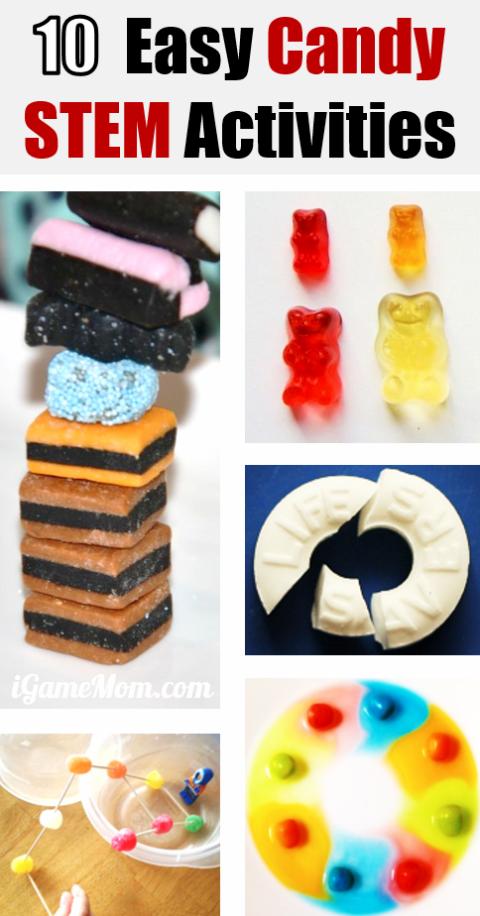 Easy Candy STEM activities for kids of all ages, no prep needed. Math, Science, Engineering, Tech | Halloween Valentine Easter