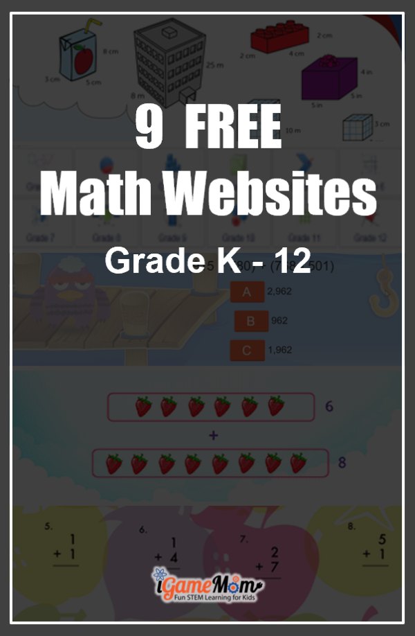 9 Free math websites that offer daily free math games, drills, math lessons for kids. Great STEM teaching resource for math teachers in preschool, grade k to 5, middle and high school.