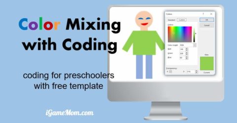 color mixing with RGB coding for preschool