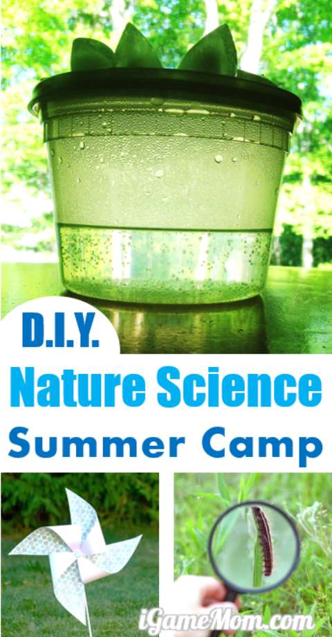DIY nature science summer camp at home with hands on activities, for kids preschool to school age. Explore science and enjoy outdoor. Five nature themes for 5 days or 5 weeks. Rain, Wind, Insect, Flower, Sand