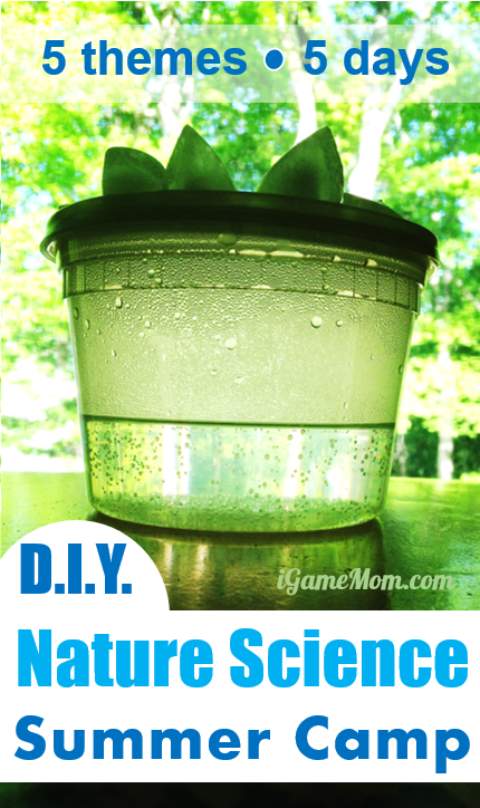 DIY nature science summer camp at home with hands on activities, for kids preschool to school age. Explore science and enjoy outdoor. Five nature themes for 5 days or 5 weeks. Rain, Wind, Insect, Flower, Sand
