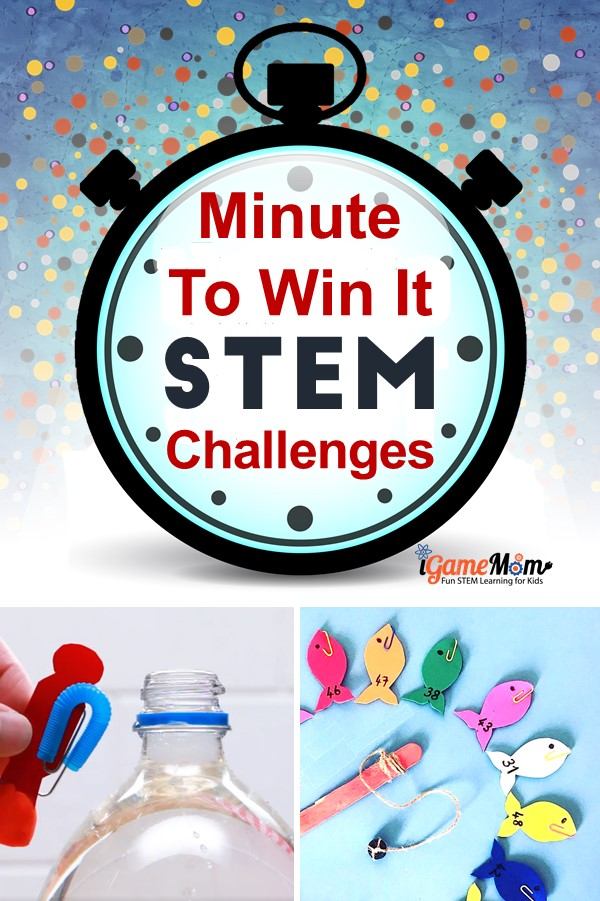 Minute to Win It Games for Kids, STEM Challenge Games for school STEM class parties, family holiday parties, kids birthday parties
