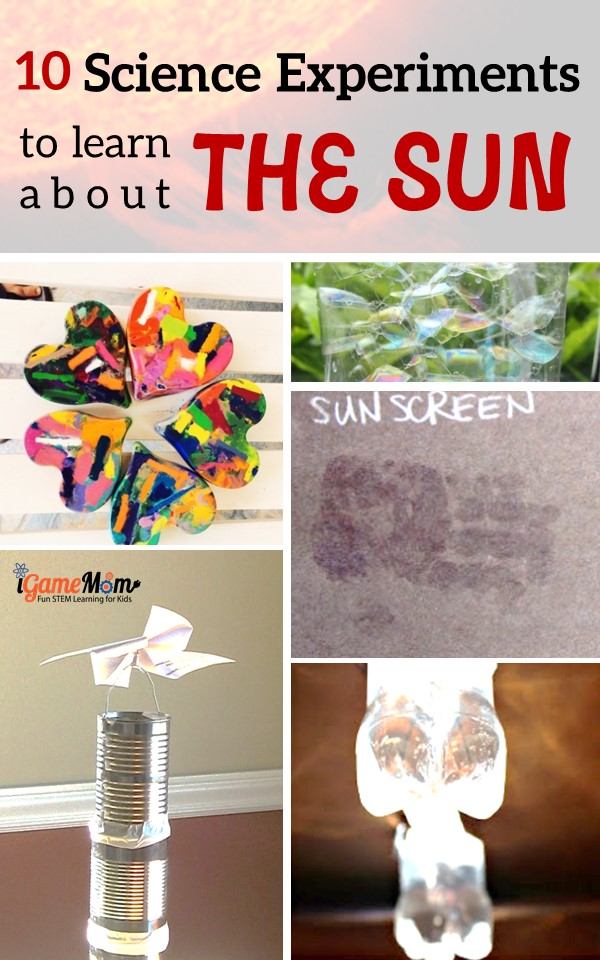 science activities for kids to learn about solar energy, sunlight, including invisible light, how sun is related to earth, interesting topics, fun project ideas, for kids from preschool to kindergarten to school age.