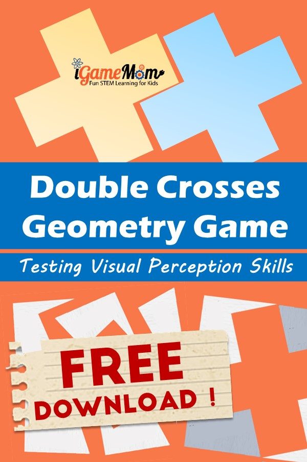 double cross geometry puzzle game testing visual perception skills for all ages. Great for math center, homeschool, math club.
